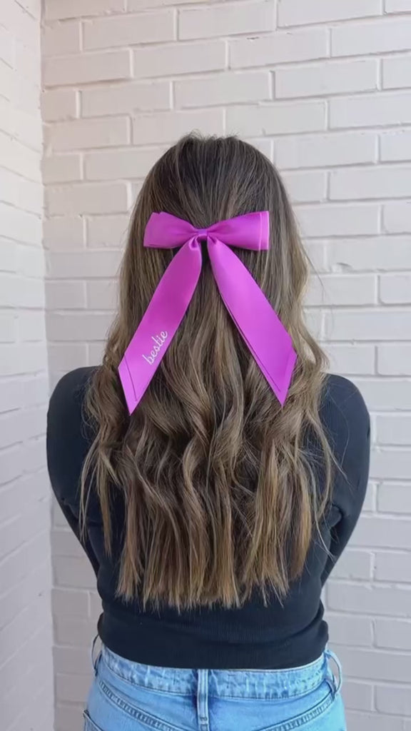 Bride's Besties Bachelorette Party Bridesmaids Satin Hair Bows with Clip