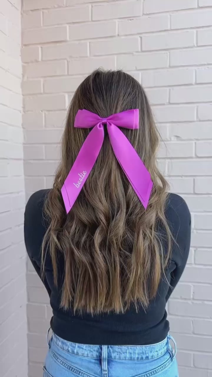 Bride's Besties Bachelorette Party Bridesmaids Satin Hair Bows with Clip