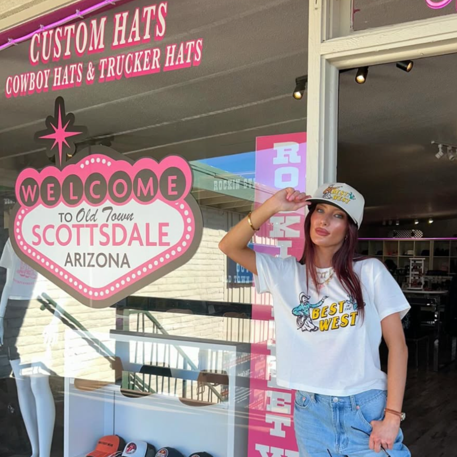 Scottsdale Bachelorette Party Ideas - Custom Hat and Charm Bar at Rockin Street Wear