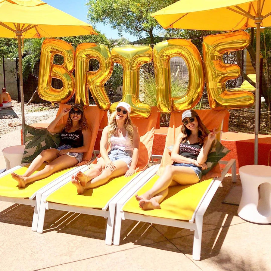 Bachelorette Party Decorations | Jumbo Gold BRIDE Balloon Banner | 32" Mylar Foil