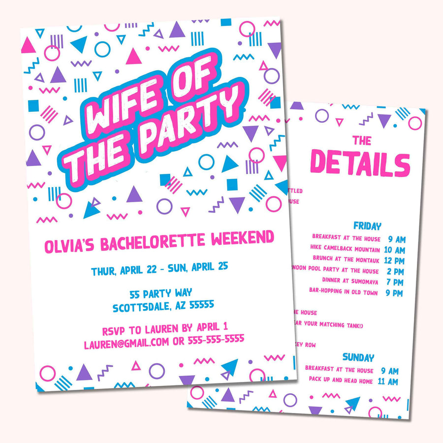 90s Wife Of The Party Bachelorette Party Invitation