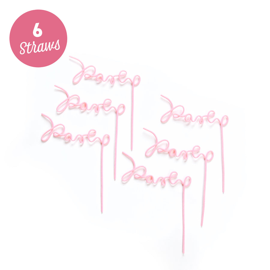 Bachelorette Party Plastic Silly Straw - "Party" - Light Pink, Hot Pink