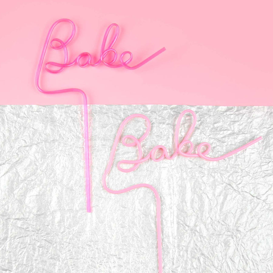 Bachelorette Party Plastic Silly Straw - "Babe" - Light Pink, Hot Pink