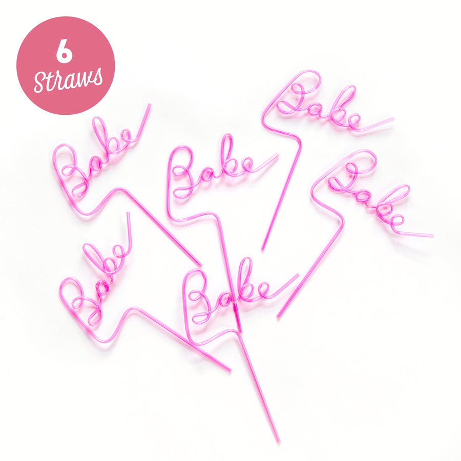 Bachelorette Party Plastic Silly Straw - "Babe" - Light Pink, Hot Pink