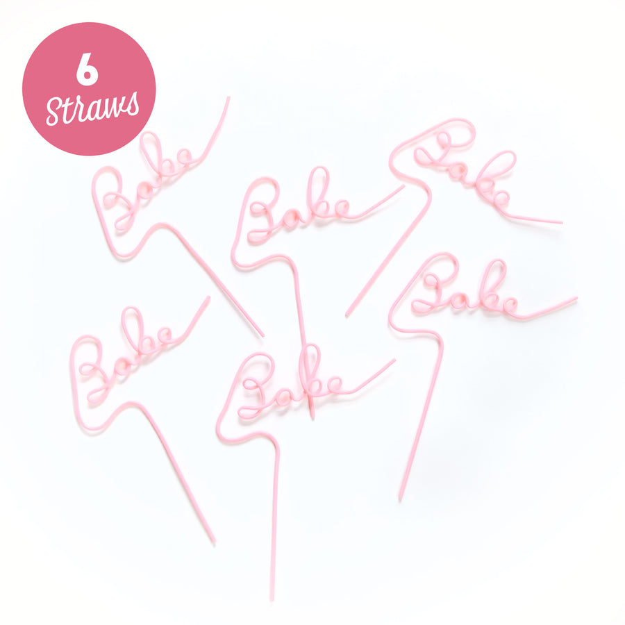 Bachelorette Party Plastic Silly Straw - "Babe" - Light Pink, Hot Pink