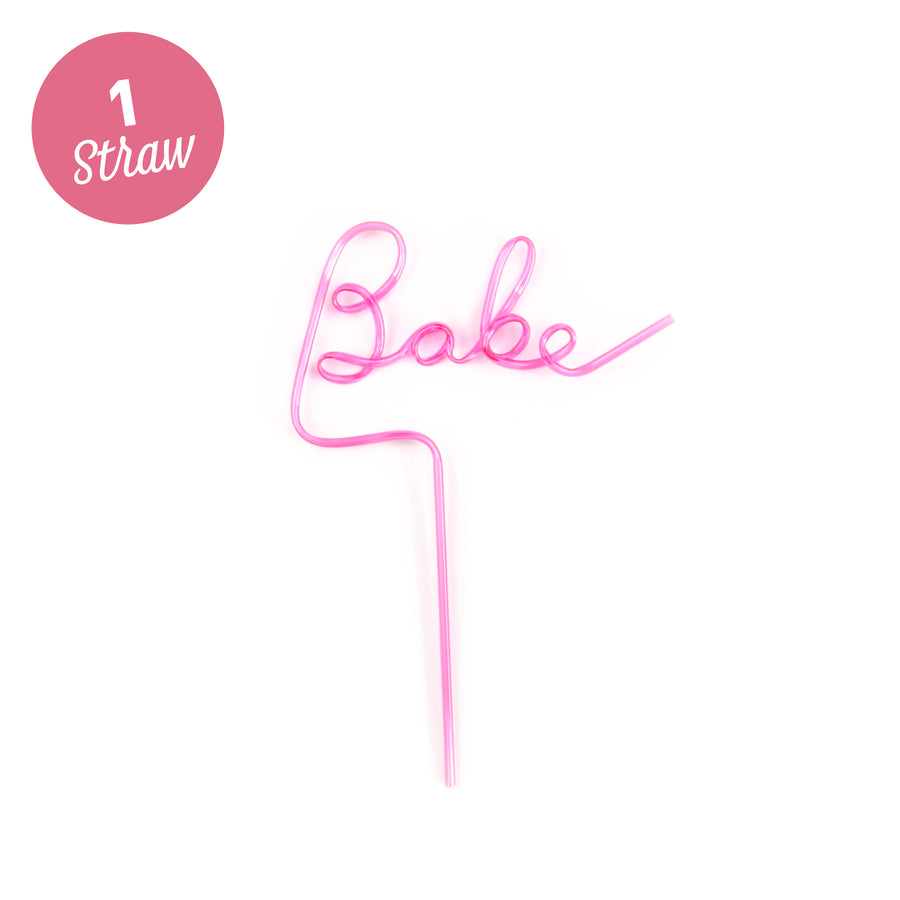 Bachelorette Party Plastic Silly Straw - "Babe" - Light Pink, Hot Pink