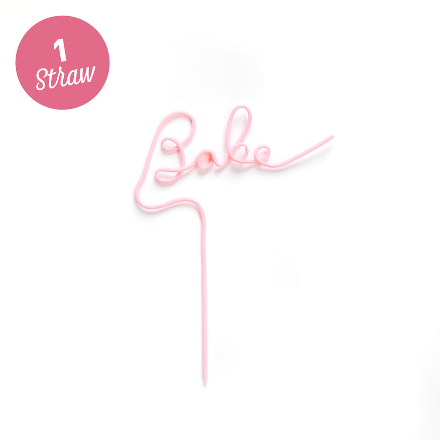 Bachelorette Party Plastic Silly Straw - "Babe" - Light Pink, Hot Pink