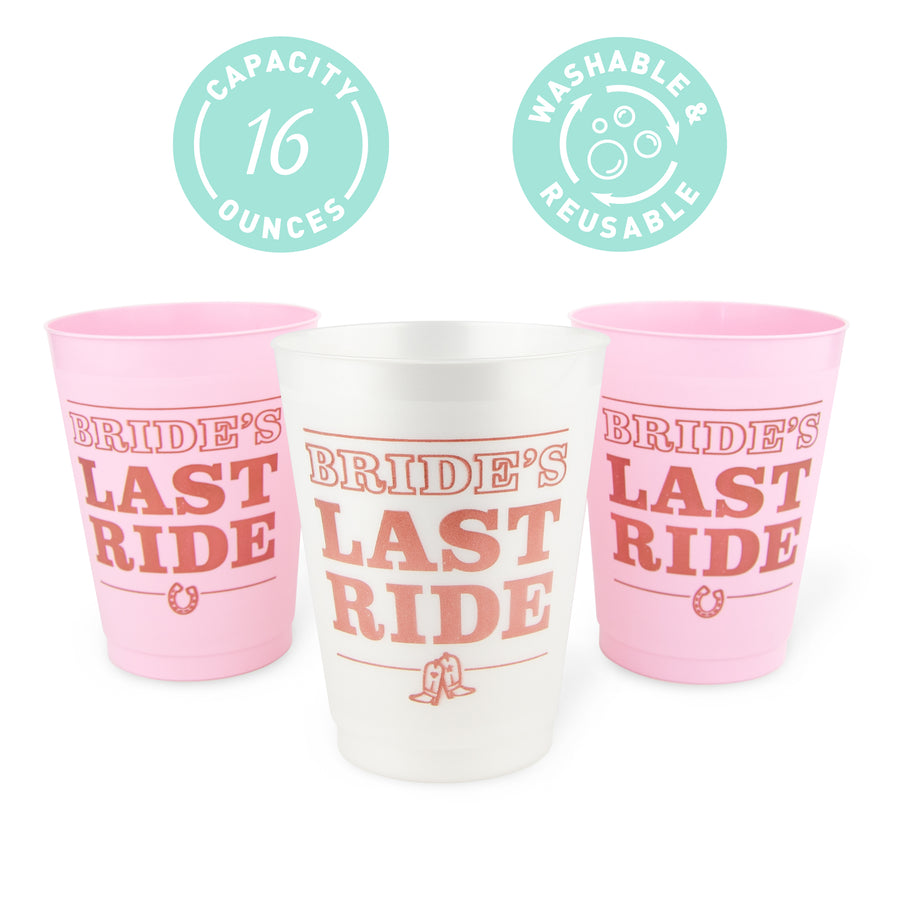 Bachelorette Party Cups, Tumblers, Drinkware | Brides Last Ride, Country Western, Nashville, Austin, Scottsdale Bachelorette Party