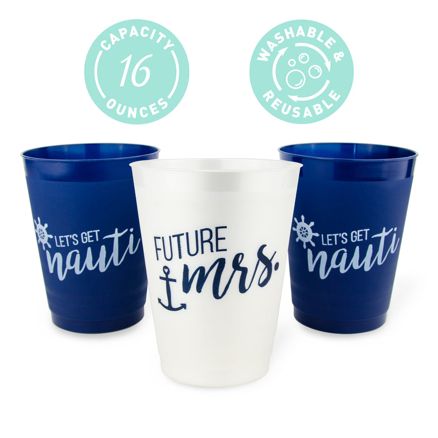 Nautical Bachelorete Party Cups, Drinkware | Frost Flex Let's Get Nauti Bachelorette Party Cups, Drinkware, Decor