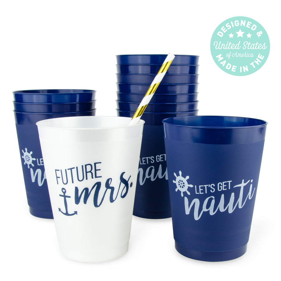 Nautical Bachelorete Party Cups, Drinkware | Frost Flex Let's Get Nauti Bachelorette Party Cups, Drinkware, Decor