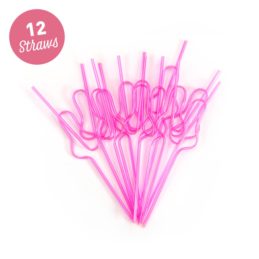 Bachelorette Party Plastic Silly Straw - Penis Shape - Light Pink, Hot Pink