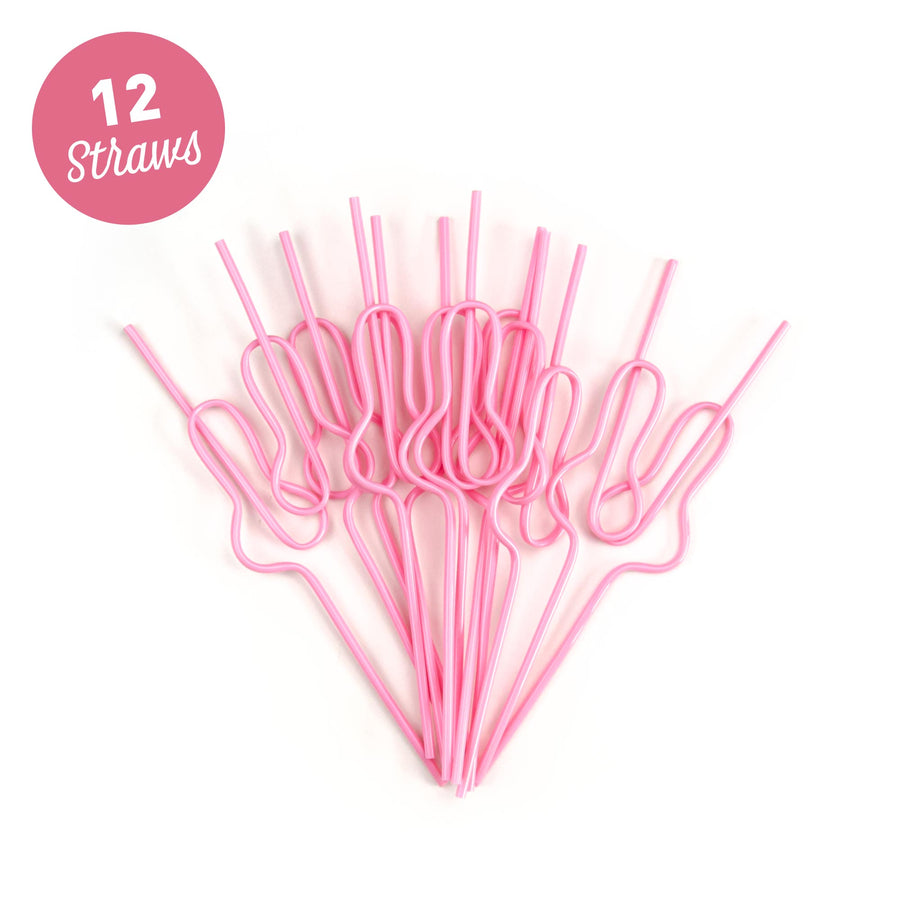 Bachelorette Party Plastic Silly Straw - Penis Shape - Light Pink, Hot Pink