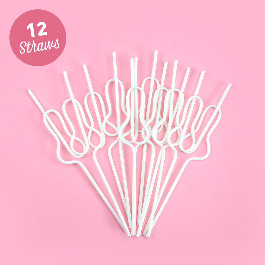 Bachelorette Party Plastic Silly Straw - Penis Shape - Light Pink, Hot Pink
