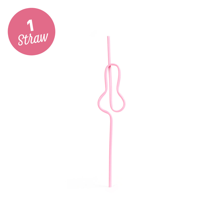Bachelorette Party Plastic Silly Straw - Penis Shape - Light Pink, Hot Pink