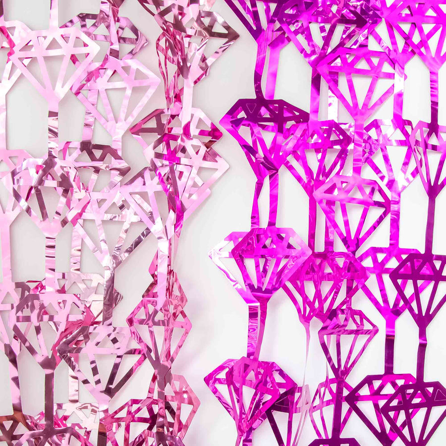 Bachelorette Party Photo Backdrop | Diamond Foil Metallic Curtain | Rose Gold Pink or Magenta Pink