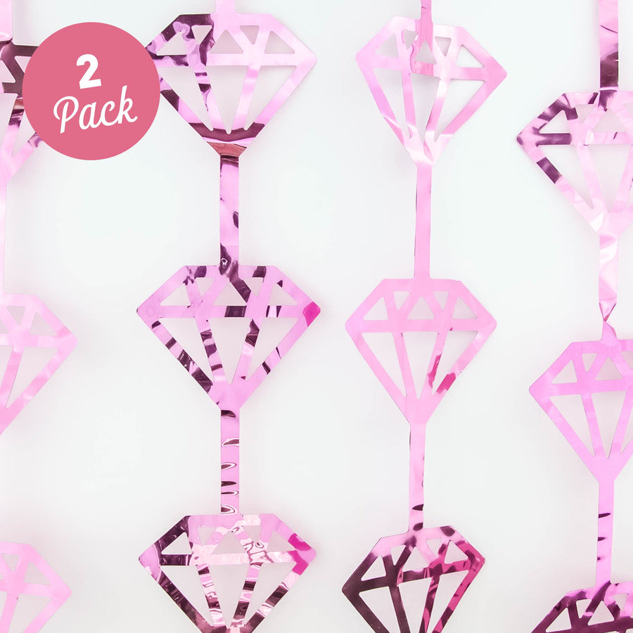 Bachelorette Party Photo Backdrop | Diamond Foil Metallic Curtain | Rose Gold Pink or Magenta Pink