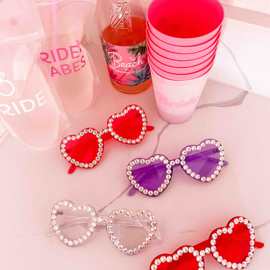 Blingy Heart-Shaped Sunglasses with Rhinestones | Bridesmaids Gifts, Favors, Accessories