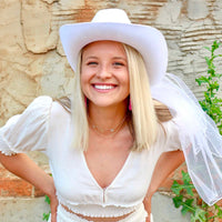 White Bridal Cowgirl Hat With Veil – Stag & Hen display picture 2