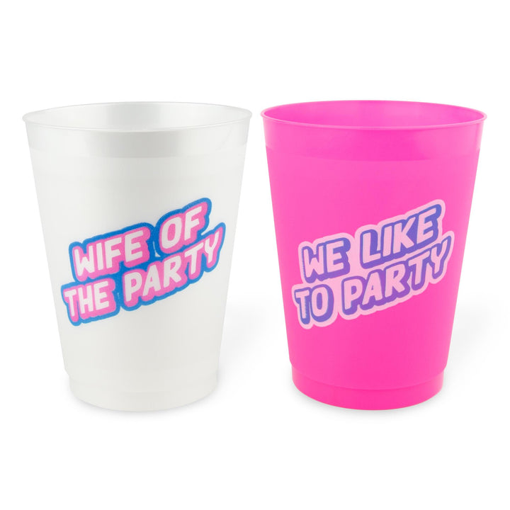 Bachelorette Party Cups, Drinkware, Tumblers | Wife Of The Party, We Like To Party, 1990s, Nineties, Neon Bachelorette Party