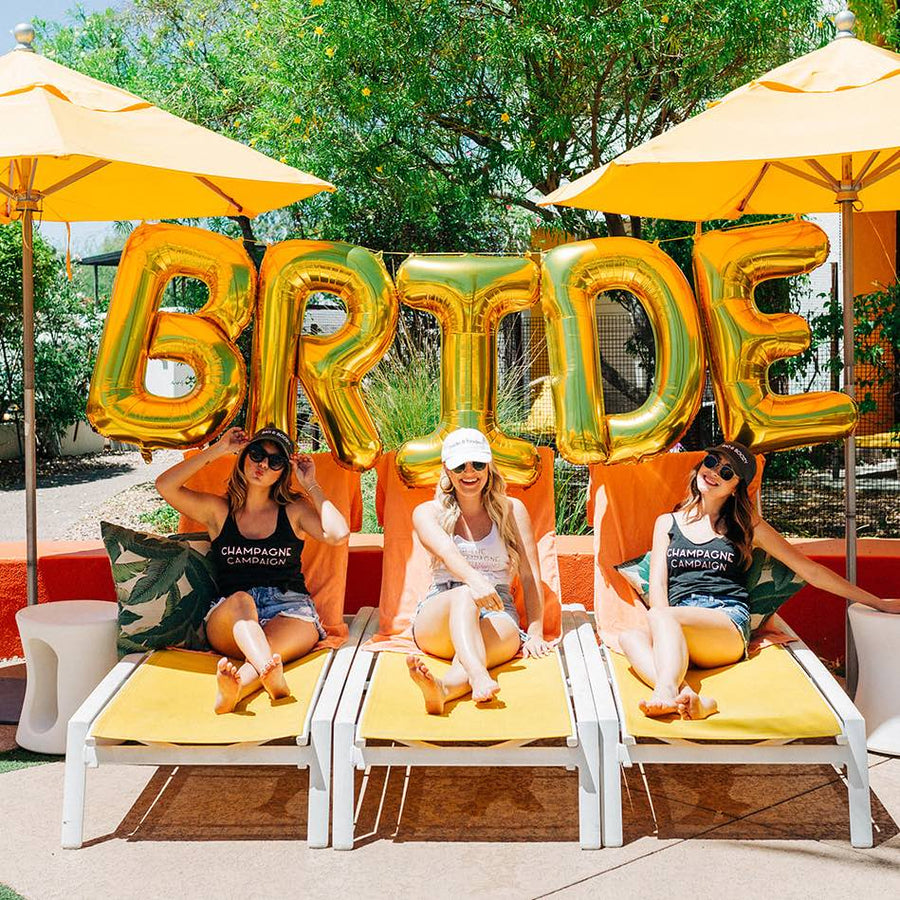 Bachelorette Party Decorations | Jumbo Gold BRIDE Balloon Banner | 32" Mylar Foil