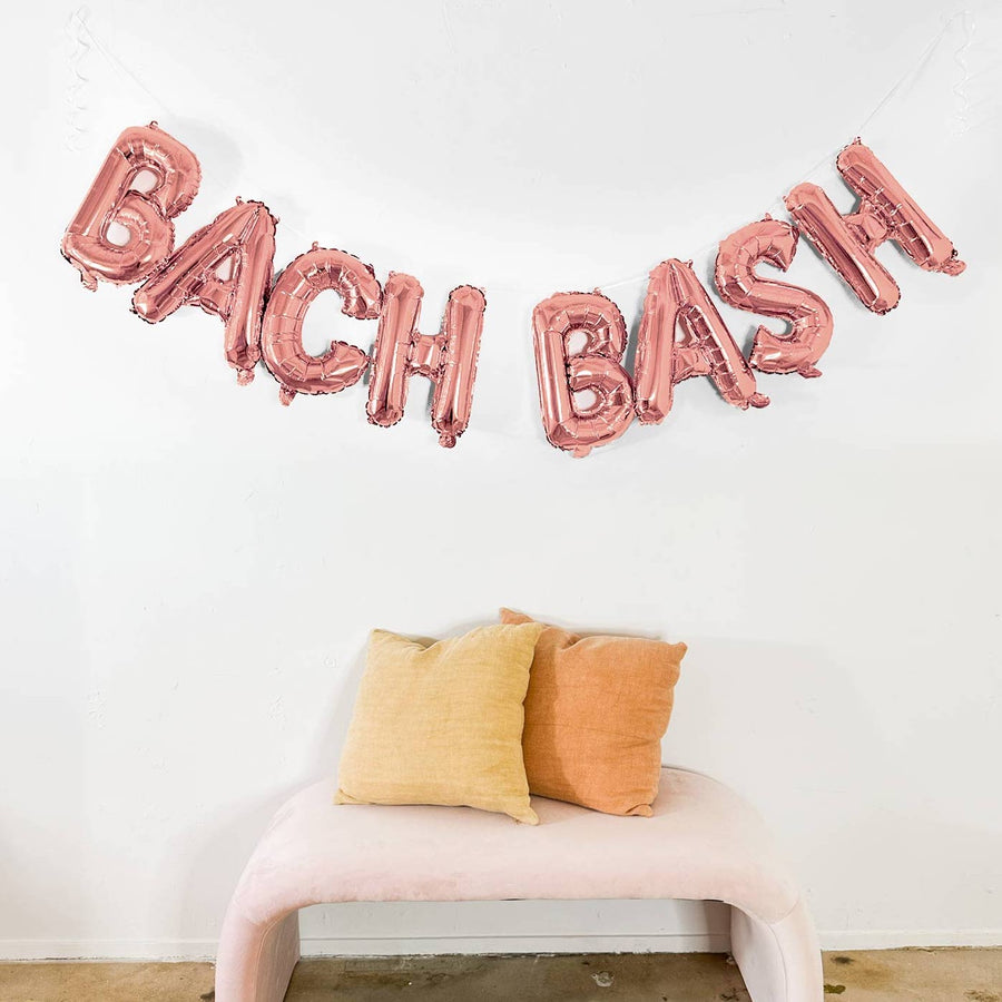Bachelorette Party Decorations | 16" Mylar Rose Gold Foil Bach Bash Balloon Banner