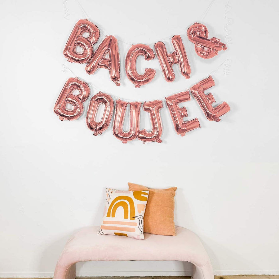 Bachelorette Party Decorations, Banners | Bach & Boujee 16" Rose Gold Mylar Foil Balloon Banner