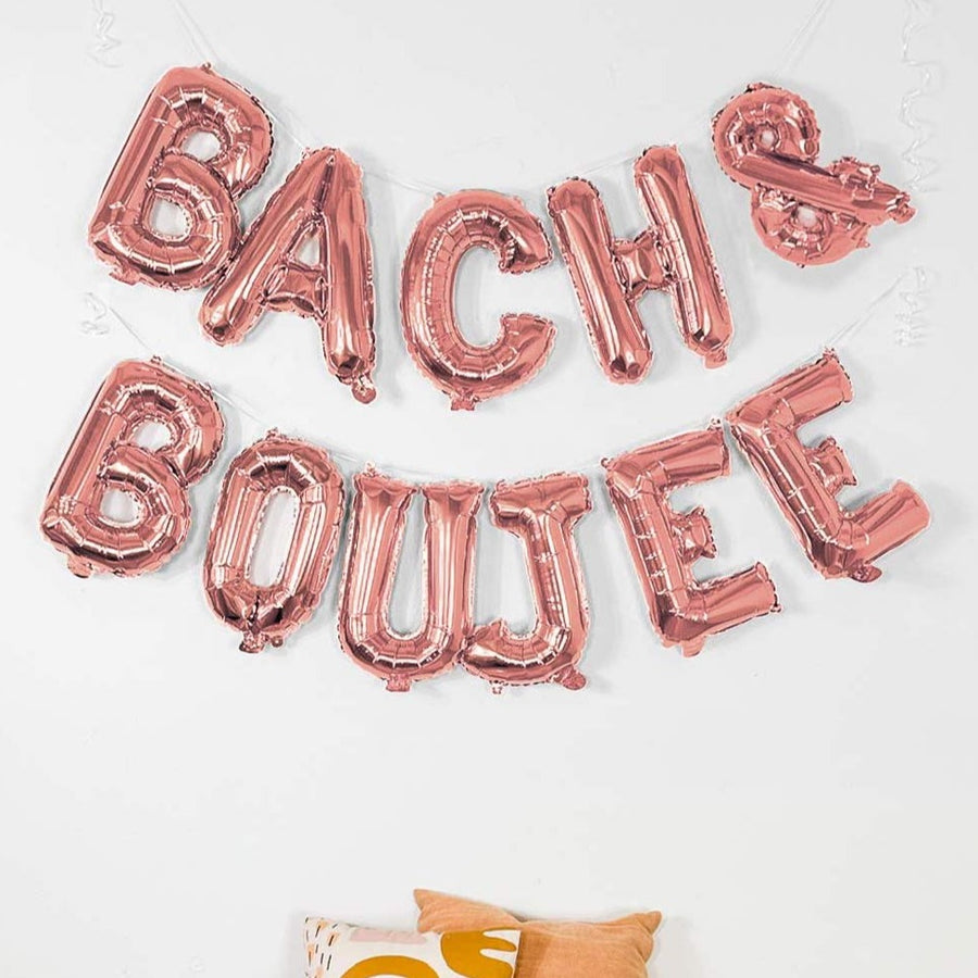 Bachelorette Party Decorations, Banners | Bach & Boujee 16" Gold Mylar Foil Balloon Banner