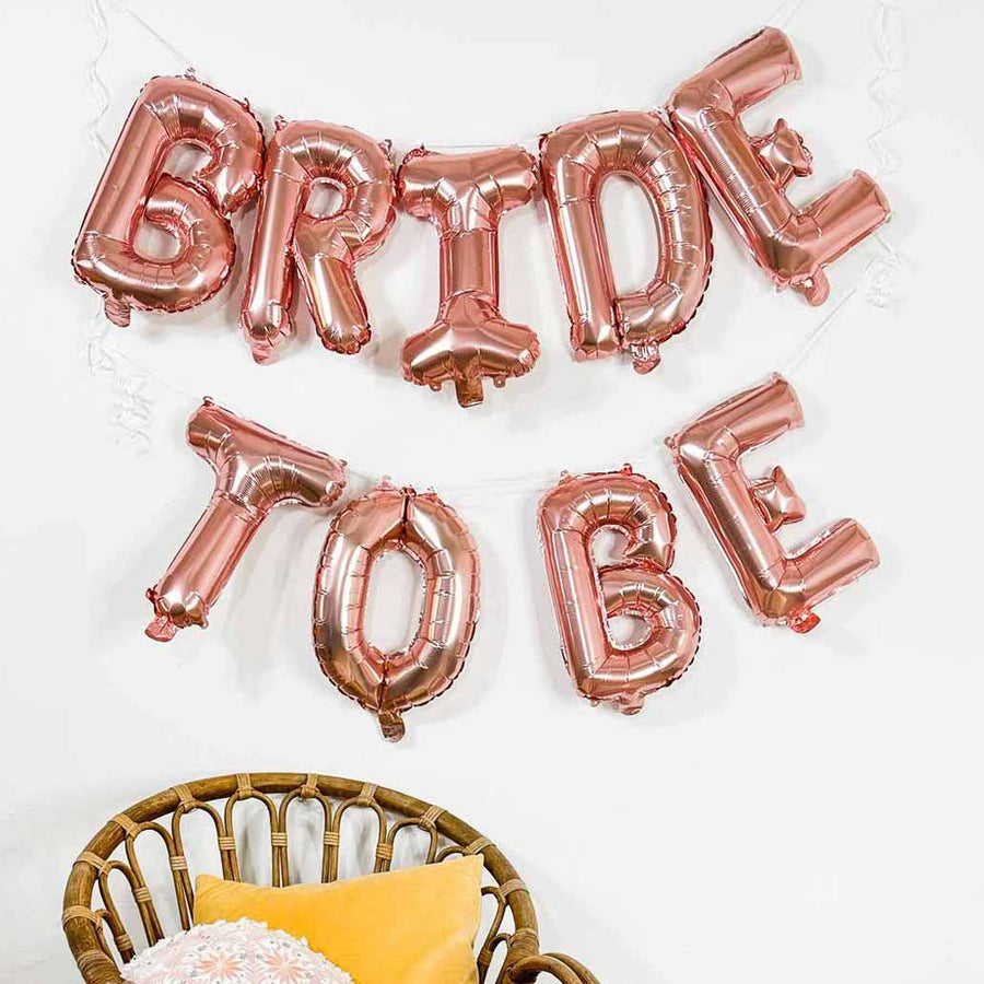 Bachelorette Party Decorations, Banners - Rose Gold Bride To Be 16" Foil Mylar Balloon Banner
