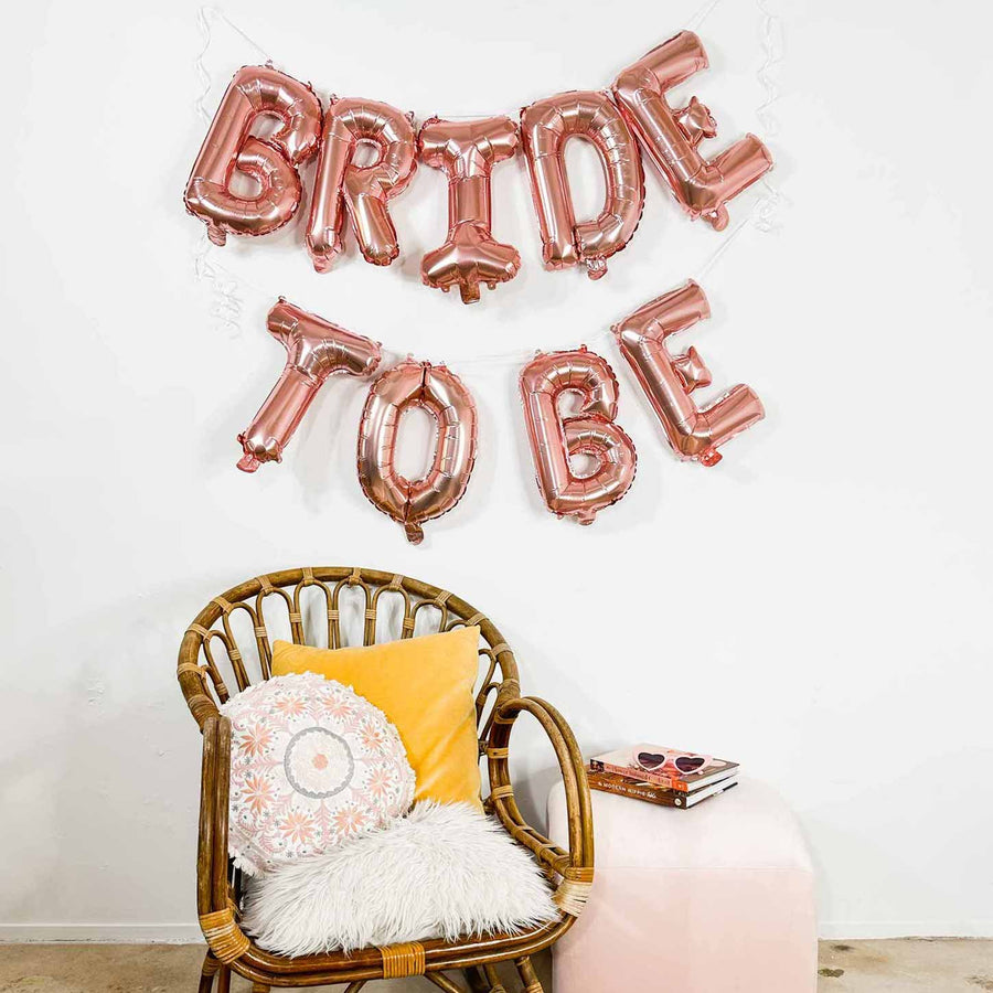 Bachelorette Party Decorations, Banners - Gold Bride To Be 16" Foil Mylar Balloon Banner