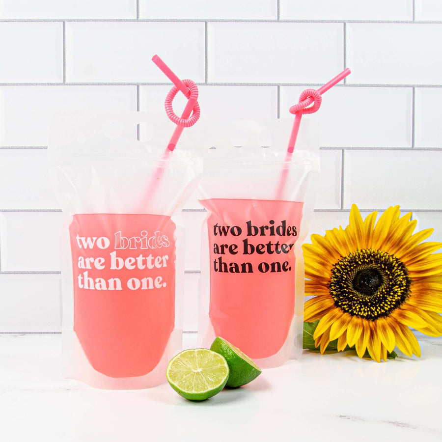 Bachelorette Party Drink Pouches | Two Brides Are Better Than One | LGBTQ Bridal Party Gifts, Accessories, Favors, Supplies, Decorations
