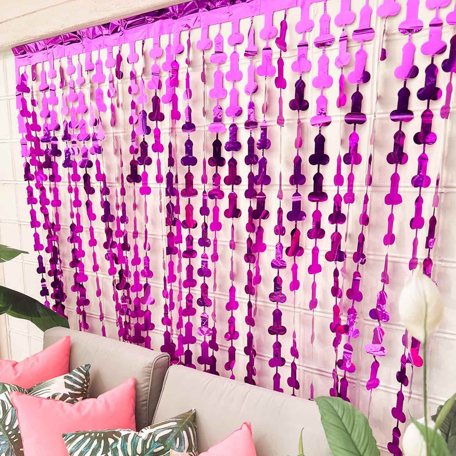Bachelorette Party Photo Backdrop | Same Penis Forever Foil Metallic Curtain | Rose Gold or Magenta