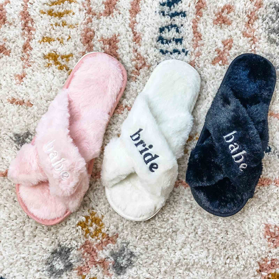 Bachelorette Party Fuzzy Slippers | Bridal Slippers