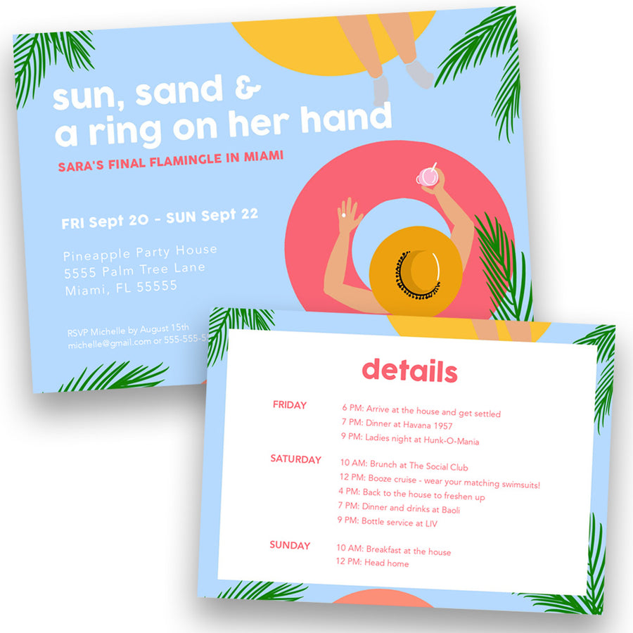 Beach Bachelorette Party Invitation | Digital Download | Printable PDF Party Invitation Template