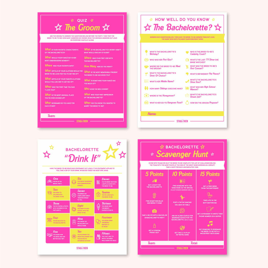 Barbie Themed Bachelorette Party Games - Digital Download PDF 