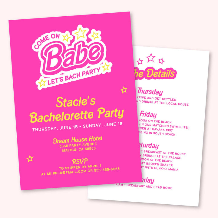 Barbie Themed Bachelorette Party Invitation | Digital Download, Printable PDF, Customizeable