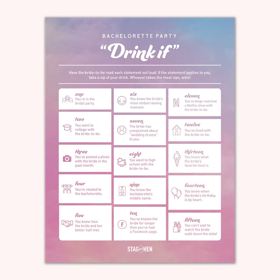 Printable Bachelorette Party Games | Best Weekend Ever Pastel Clouds | Scavenger Hunt, Groom Quiz, Bachelorette Quiz | Digital Download, PDF