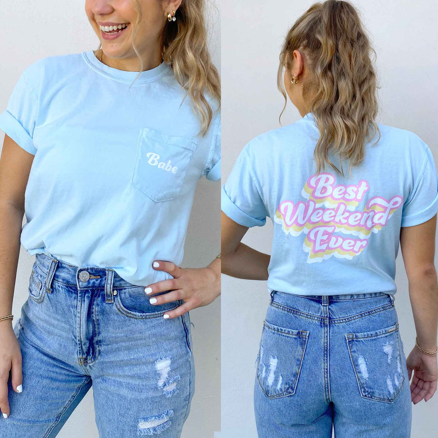 Best Weekend Ever Bachelorette Party Shirts - Pastel Preppy Beachy Bridesmaids Gifts Favors Accessories Shirts Tees 