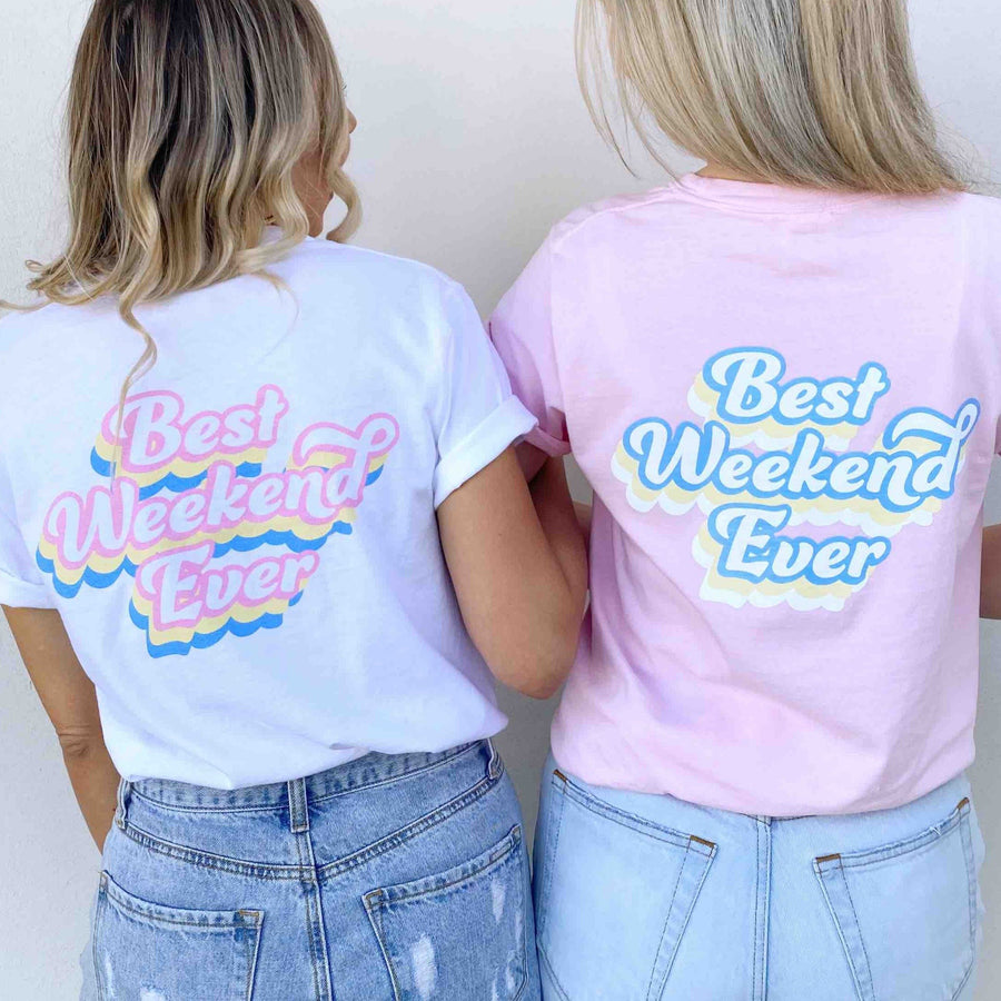 Best Weekend Ever Bachelorette Party Shirts - Pastel Preppy Beachy Bridesmaids Gifts Favors Accessories Shirts Tees 