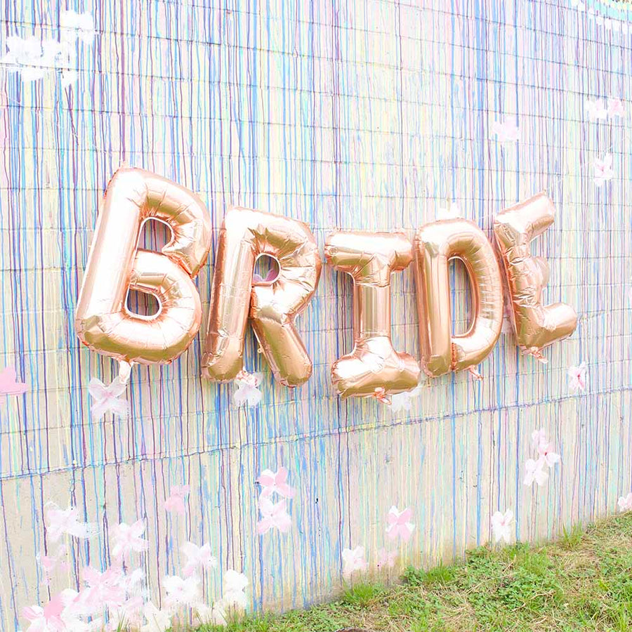 Bachelorette Party Decorations | Jumbo Rose Gold BRIDE Balloon Banner | 32" Mylar Foil