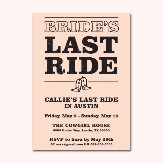 Bride's Last Ride Bachelorette Party Invitation | Digital Download | Printable PDF Party Invitation Template