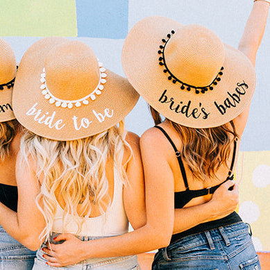 Floppy Bachelorette Party Sun Hats | Bride To Be Pom Pom Hat | Beach Bachelorette Party Gifts, Accessories, Favors, Decorations