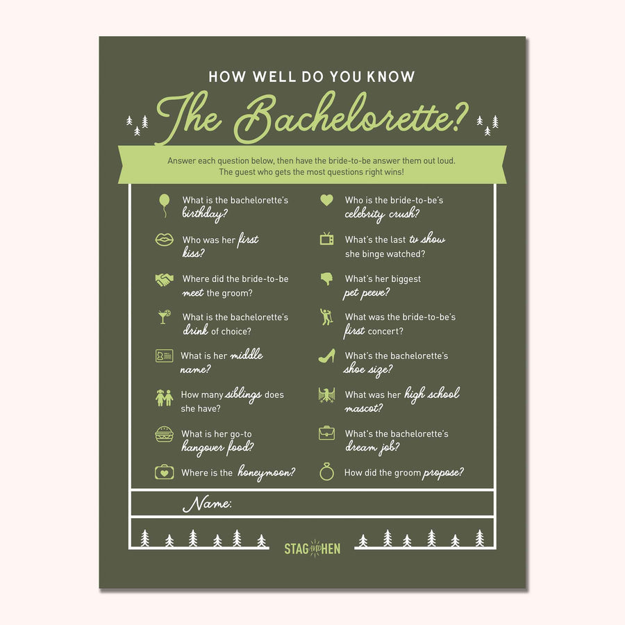 Camp Bachelorette Printable Party Games