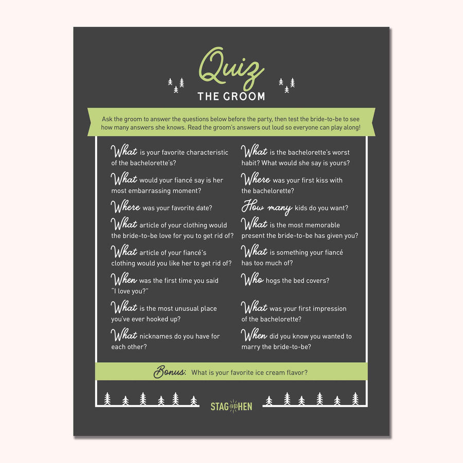 Camp Bachelorette Printable Party Games