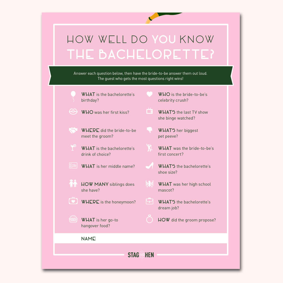 Champagne Campaign Bachelorette Party Games | Digital Download | Printable PDF Party Activity