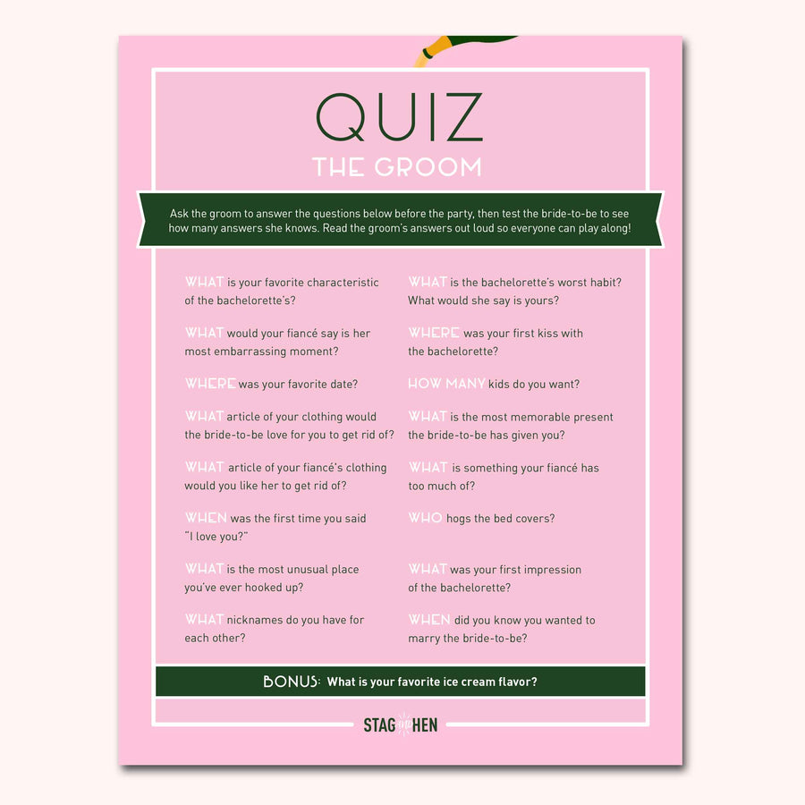 Champagne Campaign Bachelorette Party Games | Digital Download | Printable PDF Party Activity