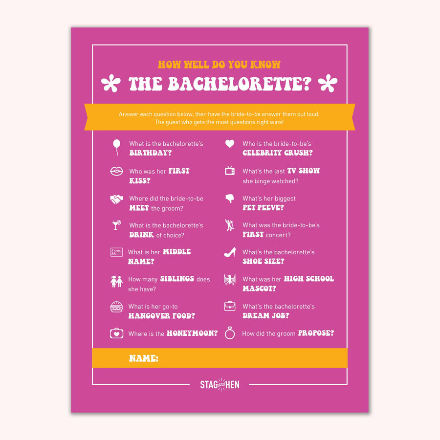Printable Bachelorette Party Games | Dazed & Engaged, Hippie, 1990s, 1960s, 1970s | Scavenger Hunt, Groom Quiz, Bachelorette Quiz | Digital Download, PDF
