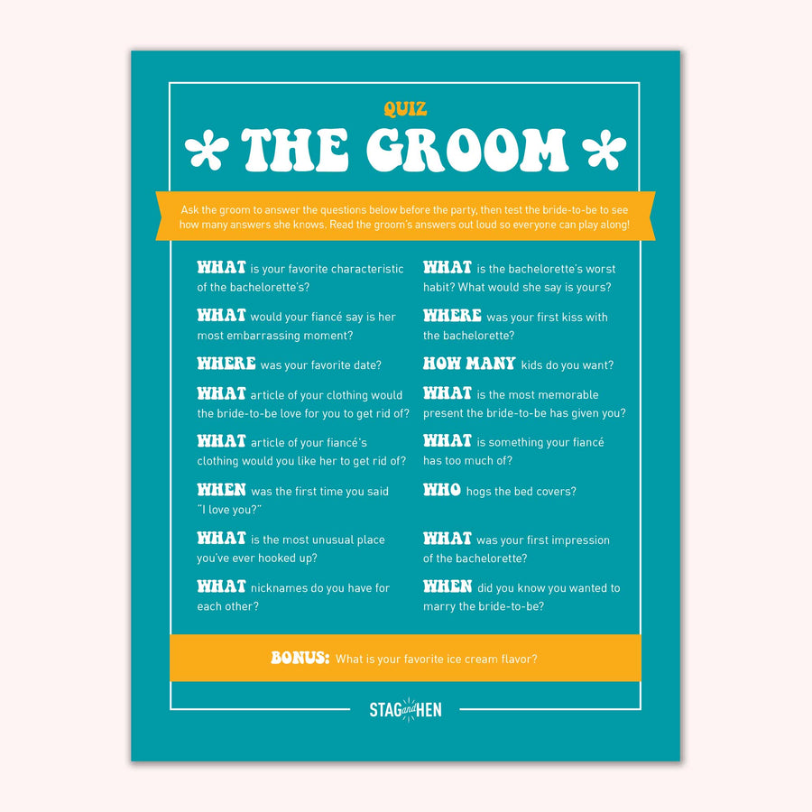 Printable Bachelorette Party Games | Dazed & Engaged, Hippie, 1990s, 1960s, 1970s | Scavenger Hunt, Groom Quiz, Bachelorette Quiz | Digital Download, PDF