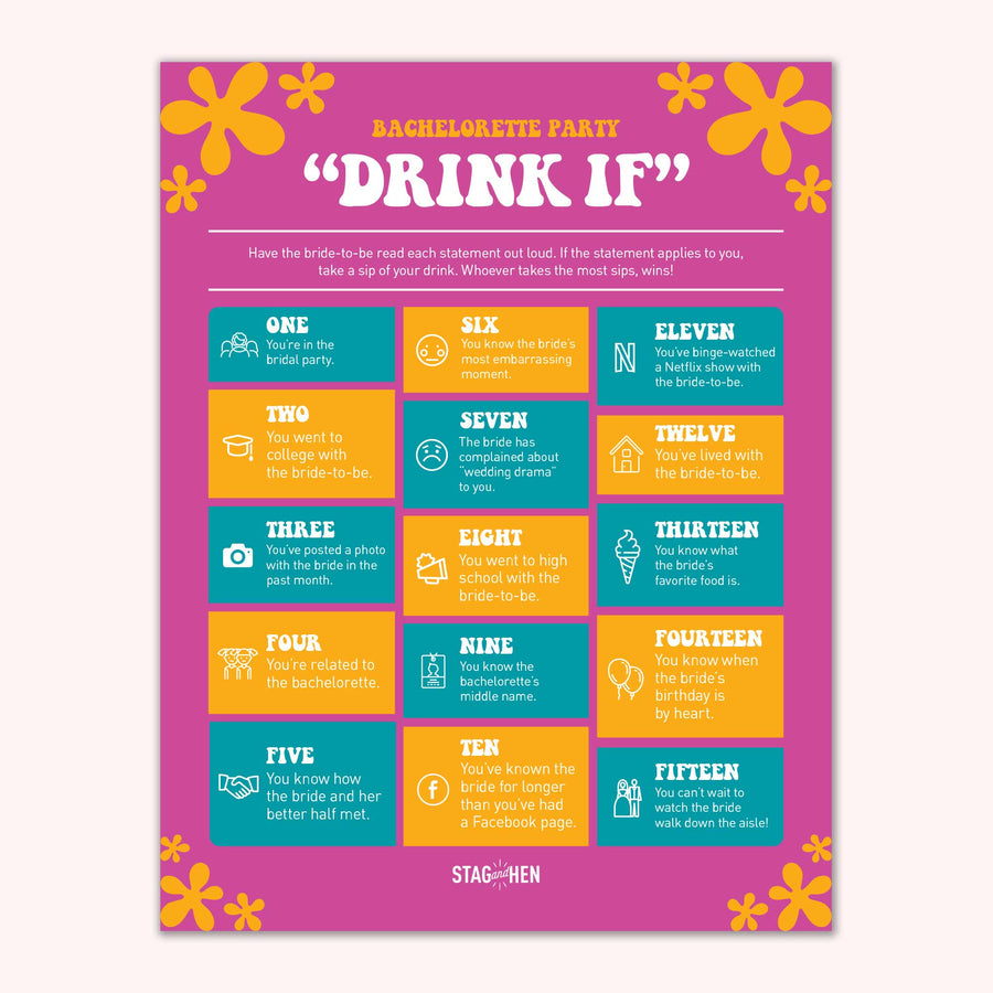 Printable Bachelorette Party Games | Dazed & Engaged, Hippie, 1990s, 1960s, 1970s | Scavenger Hunt, Groom Quiz, Bachelorette Quiz | Digital Download, PDF