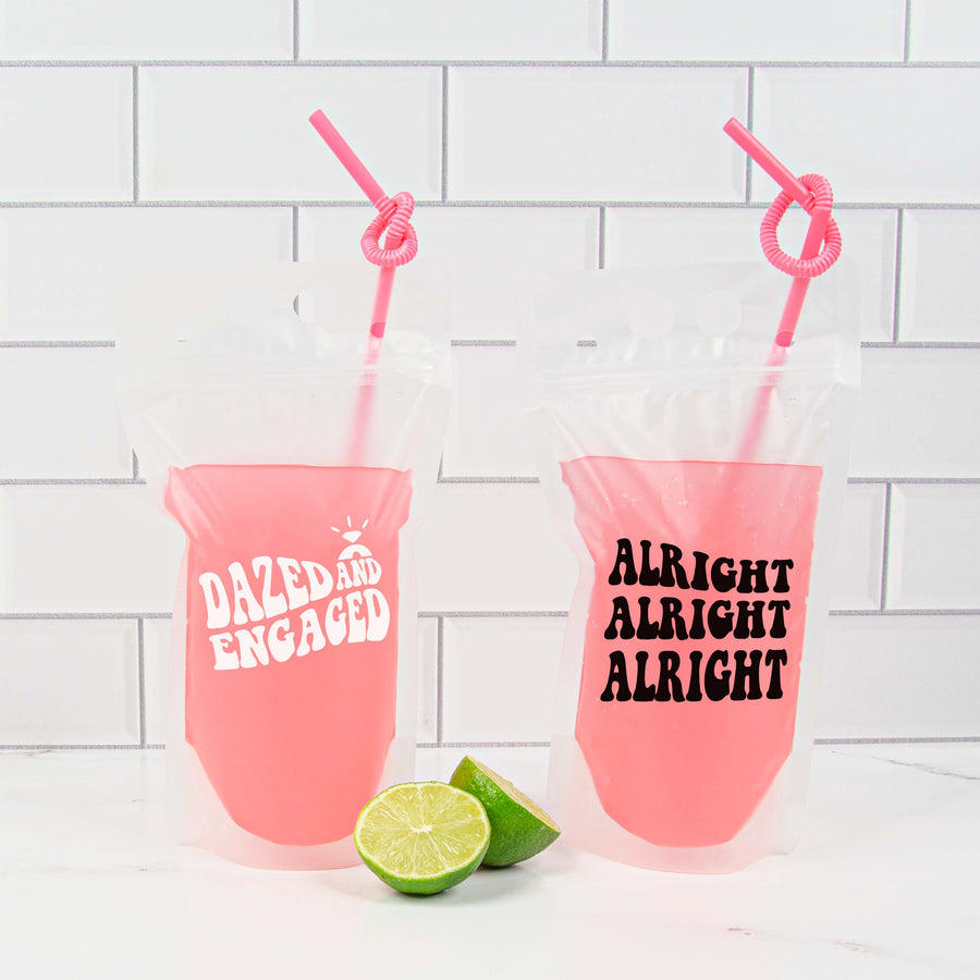 Dazed & Engaged Bachelorette Party Drink Pouches | 1990s, Retro, 1960s, 1970s, Austin Bachelorette Party Cups, Drinkware, Booze Bag