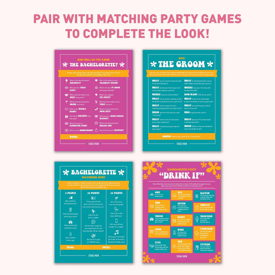 Dazed & Engaged Bachelorette Party Invitation | Customizable, Printable, Digital Invitation and Matching Games